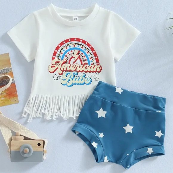 NEW Girl's American Babe Bummie Outfit - Picture 1 of 1